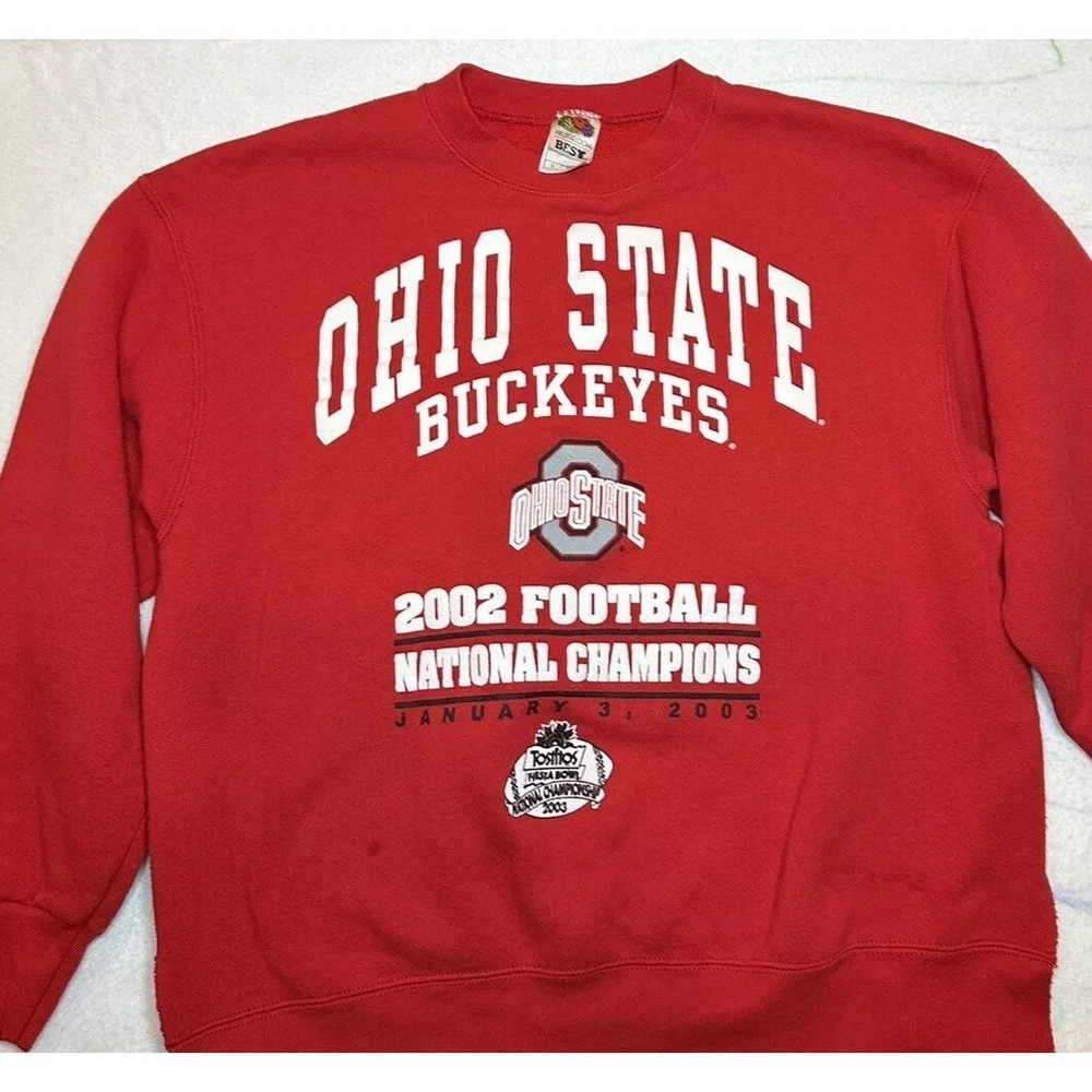 Vintage Ohio State Buckeyes 2002 National Champions Sweatshirt Red Large